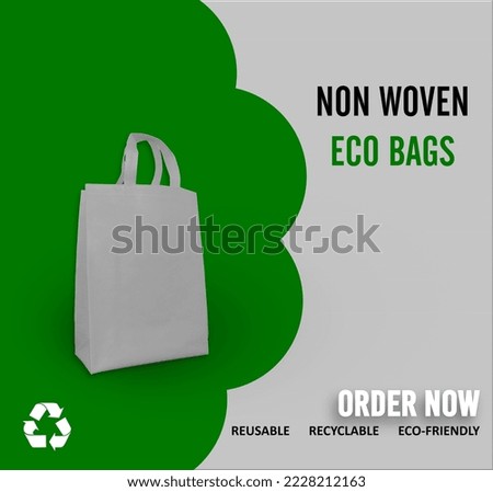 Ultrasonic Non Woven Tote Bags with copy space for text. Grocery Shopping Bags. ECO Friendly Printed Bag Order Now.