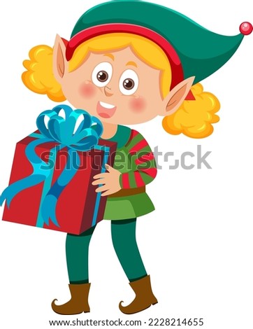 Christmas elf girl cartoon character illustration