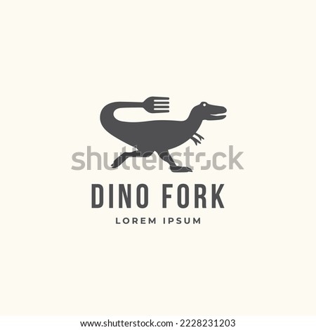 Dinosaur and fork combination logo design concept. Vector illustration