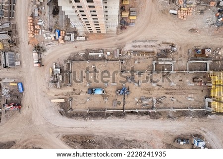 View of the construction site, aerial shot
