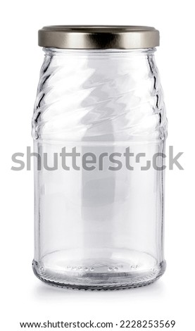blue empty glass jar isolated on white with clipping path