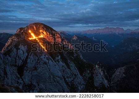 Herz Jesu Feuer Tirol Saeuling Summit Royalty-Free Stock Photo #2228258017