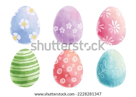 Watercolor easter eggs vector illustration collection Royalty-Free Stock Photo #2228281347