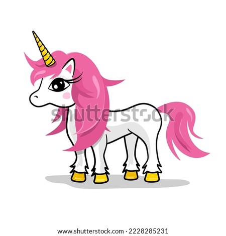 Unicorn with pink mane isolated on white background - vector