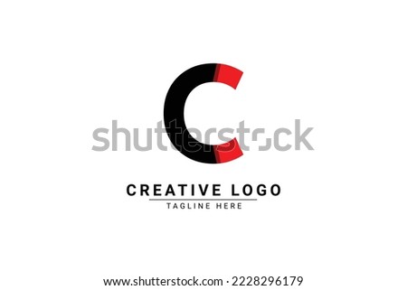 Initial Letter C Logo. Red and black shape C Letter logo with shadow usable for Business and Branding Logos. Flat Vector Logo Design Template Element.