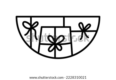 Hand drawn winter vector gift boxes in constructor half round frame. Christmas advent composition illustration for greeting card, web design isolated holiday invitation.