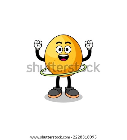 Character Illustration of golden egg playing hula hoop , character design