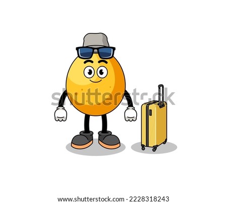 golden egg mascot doing vacation , character design