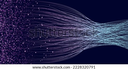 Waving lines with dots as big data visualization. Chaos and order illustration. Royalty-Free Stock Photo #2228320791