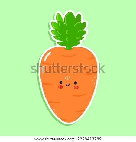 Sticker carrot character. Vector hand drawn cartoon kawaii character illustration icon. Isolated on white background. Happy carrot character concept