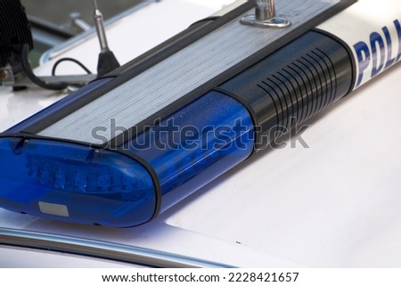 LED lightbar on a police motorboat