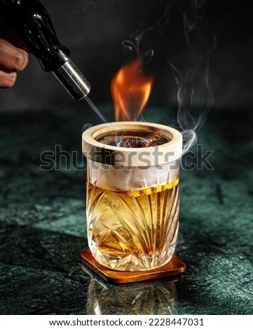 top view of making tea by burning

