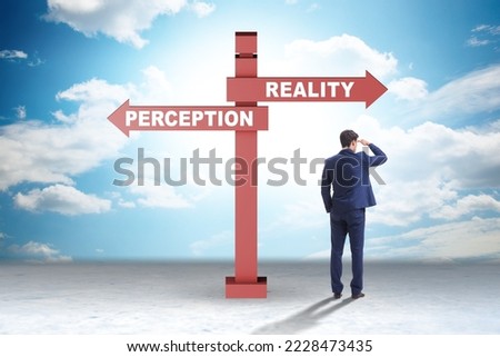 Concept of choosing perception or reality Royalty-Free Stock Photo #2228473435