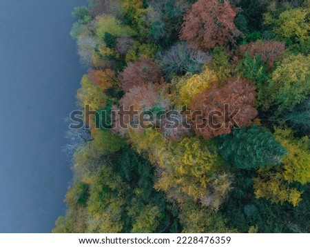 Autumn Season Reflections in the Suluklugol National Park Drone Photo, Mudurnu Bolu, Turkey