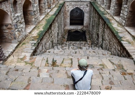 Agrasen Ki Baoli (Step Well) situated in the middle of Connaught placed New Delhi India, Old Ancient archaeology Constructions
