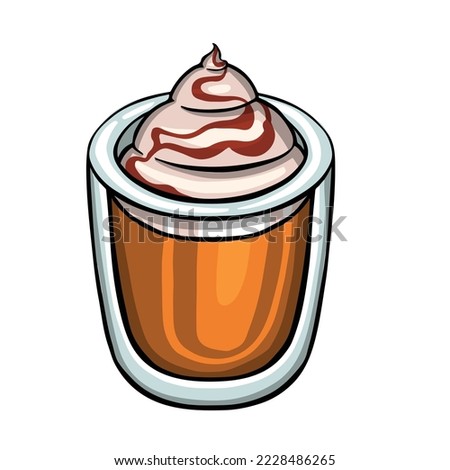 Caramel mococcino with milk and color vector illustration