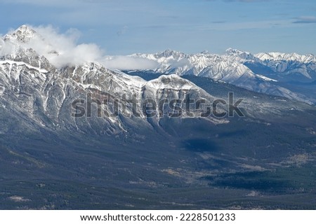 Beautiful winter panoramic view on the Whistlers Mountain at  Jasper in Canada