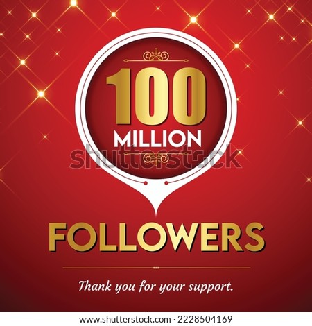 Golden 100 million with star and red background. Vector illustration. Royalty-Free Stock Photo #2228504169