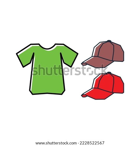 t-shirt and hat icon, clothing logo illustration, a simple vector design
