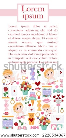 Vector illustration with cartoon background for wedding, Valentine's day. Vector cartoon background on the theme of lovers.