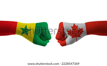 Canada VS Senegal hand flag Man hands patterned football world cup