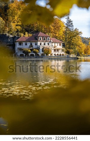 Colorful autumn at lake Harasov near Melnik, Czech Republic