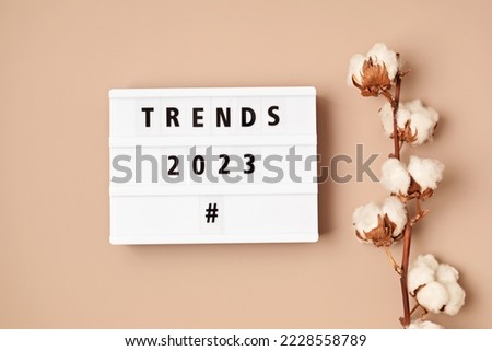 Lightbox with text trends 2023. Popular tendencies and trends for new year concept