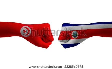Costa Rica VS Tunisia hand flag Man hands patterned football world cup