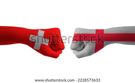 England VS switzerland hand flag Man hands patterned football world cup