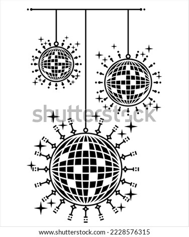 Disco Ball Icon, Mirror, Glitter Ball, Spherical Rotating Object With Reflecting Surface Vector Art Illustration