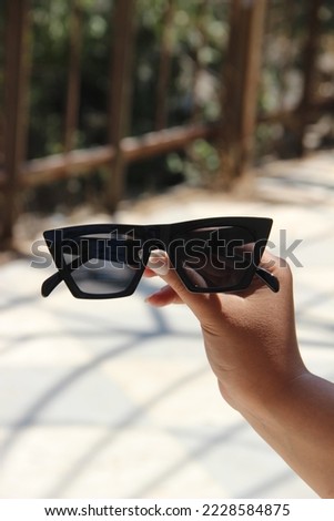 Sunglasses photo or image, summer vacation themed, warming up, tourism, tourist attraction, selective focus, noise effect, glitch effect