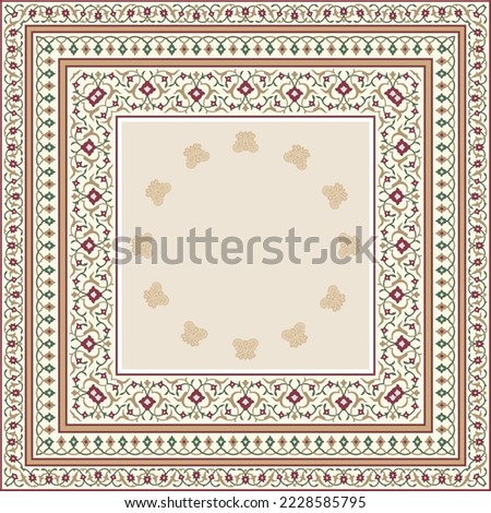 Traditional Indian Mughal decorative motif frame vector pattern Royalty-Free Stock Photo #2228585795