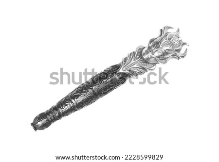 silver scepter isolated on white background Royalty-Free Stock Photo #2228599829