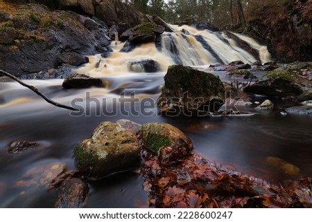 Long exposure of water and rocks captured at Danska fall in Halland in southern Sweden