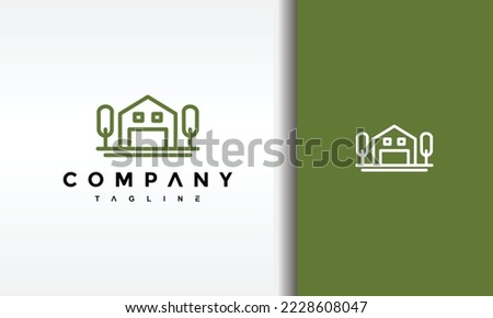 simple home tree line logo	