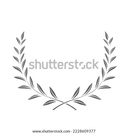 Award branches of bay leaves glyph icon vector illustration. Silhouette of Greek or Roman laurel wreath for honor winners prize, leaf frame for graduation certificate or sport victory medal award Royalty-Free Stock Photo #2228609377