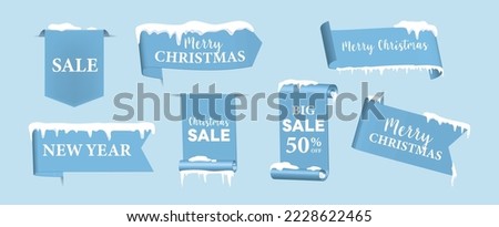 Winter and snow design for Tags set, Ribbon elements,  Vector Banner, badges and labels isolated. can be use for ad, cover , sale template design Royalty-Free Stock Photo #2228622465