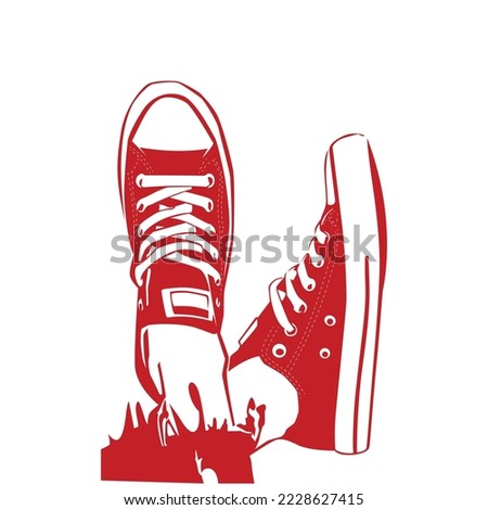 design of a pair of casual sneakers. can be used for t-shirts. Vector illustration