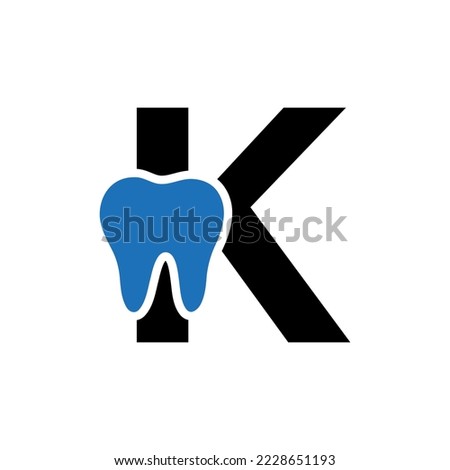 Letter K Dental Logo Concept With Teeth Symbol Vector Template