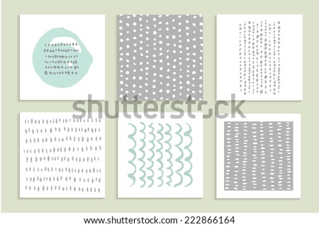 Set of cards. Hand Drawn textures made with ink. Vector. Isolated.