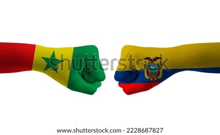 Ecuador VS Senegal hand flag Man hands patterned football world cup