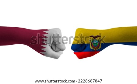 Ecuador VS Qatar hand flag Man hands patterned football world cup