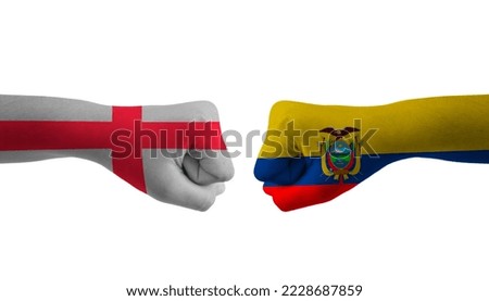 Ecuador VS England hand flag Man hands patterned football world cup