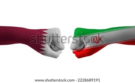 Iran VS Qatar hand flag Man hands patterned 