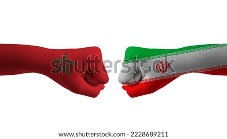 Iran VS Morocco hand flag Man hands patterned  