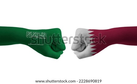 Qatar VS SAUDI ARABIA hand flag Man hands patterned  