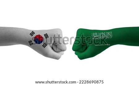 SAUDI ARABIA VS south korea hand flag Man hands patterned 