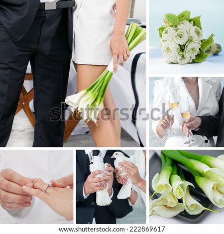 wedding theme collage composed of different images