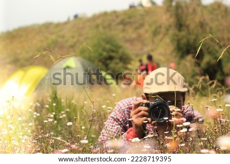 taking a picture from the flower
