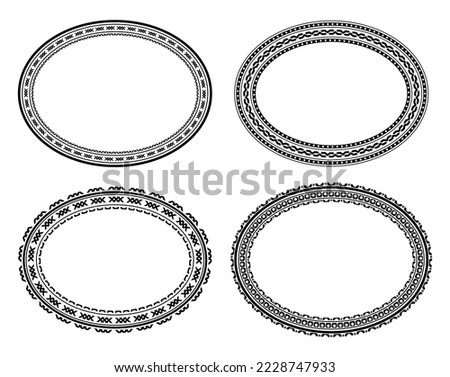 Set of four black oval frames for your design